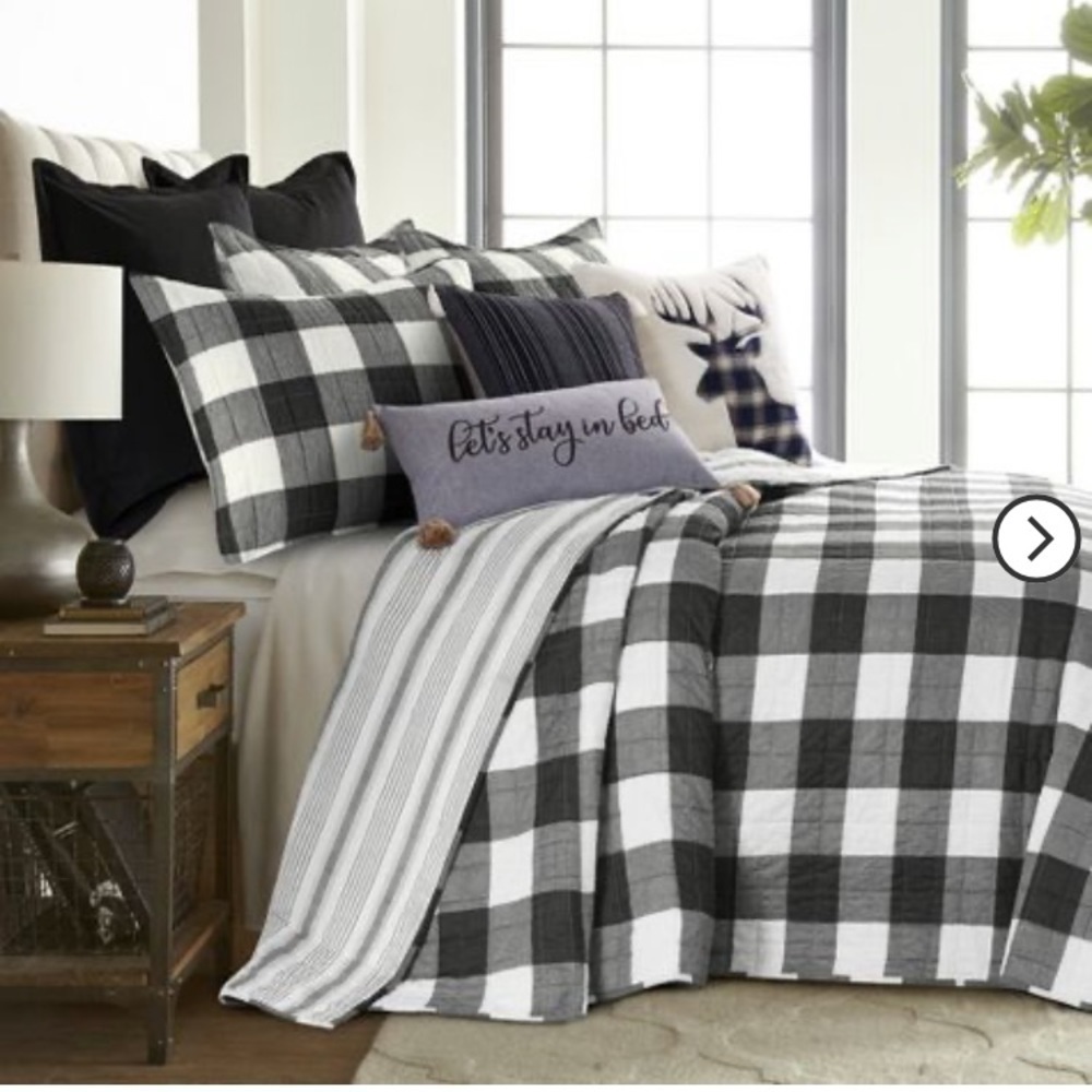 Levtex‎ Home Reversible twin plaid Camden black bedspread set set of 2